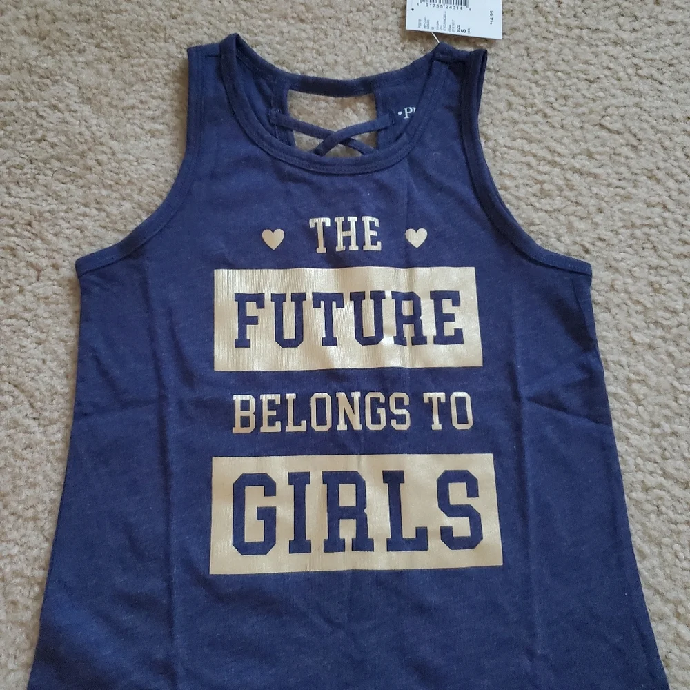The Children's Place Navy and Gold Tank Top - Future Belongs to Girls